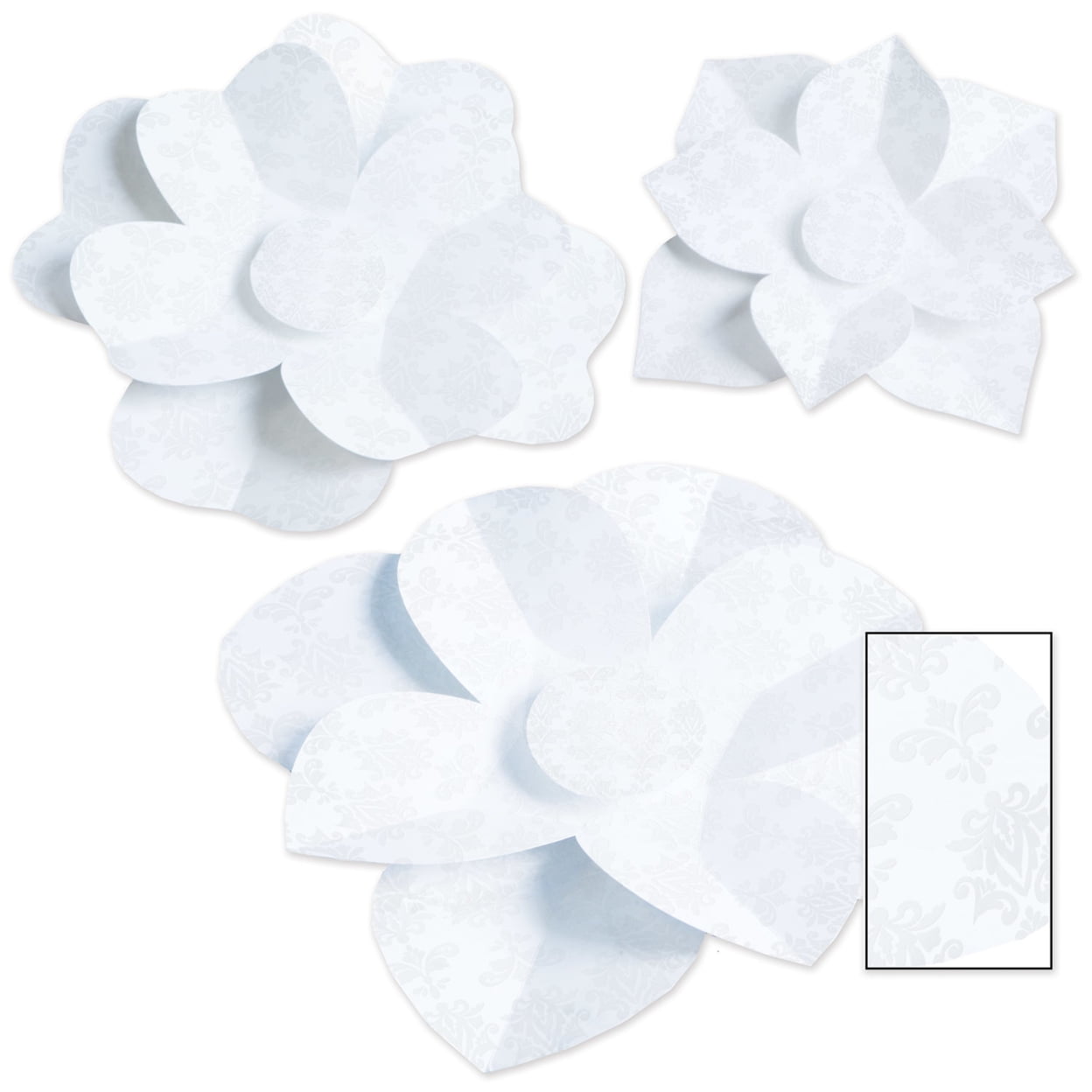 Picture of The Beistle 59979-W Paper Flowers&#44; Pack of 12
