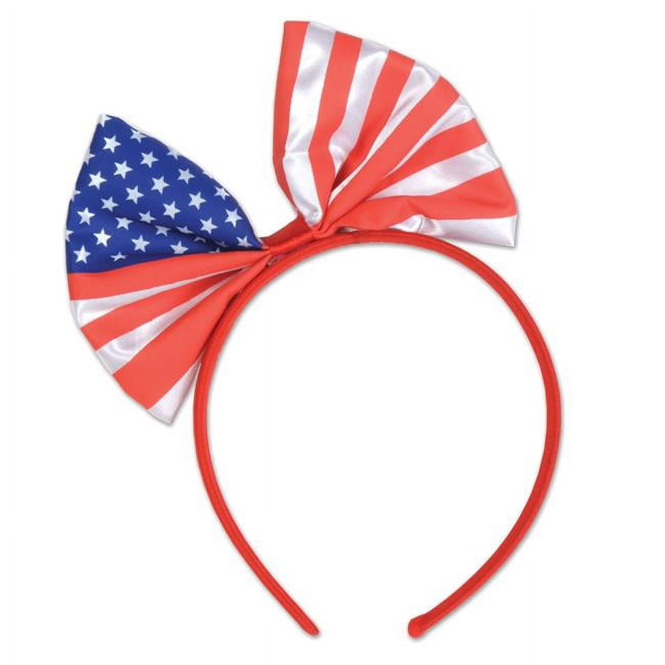 Picture of Beistle 54784 Patriotic Bow Headband&#44; Orange & Blue - Pack of 12