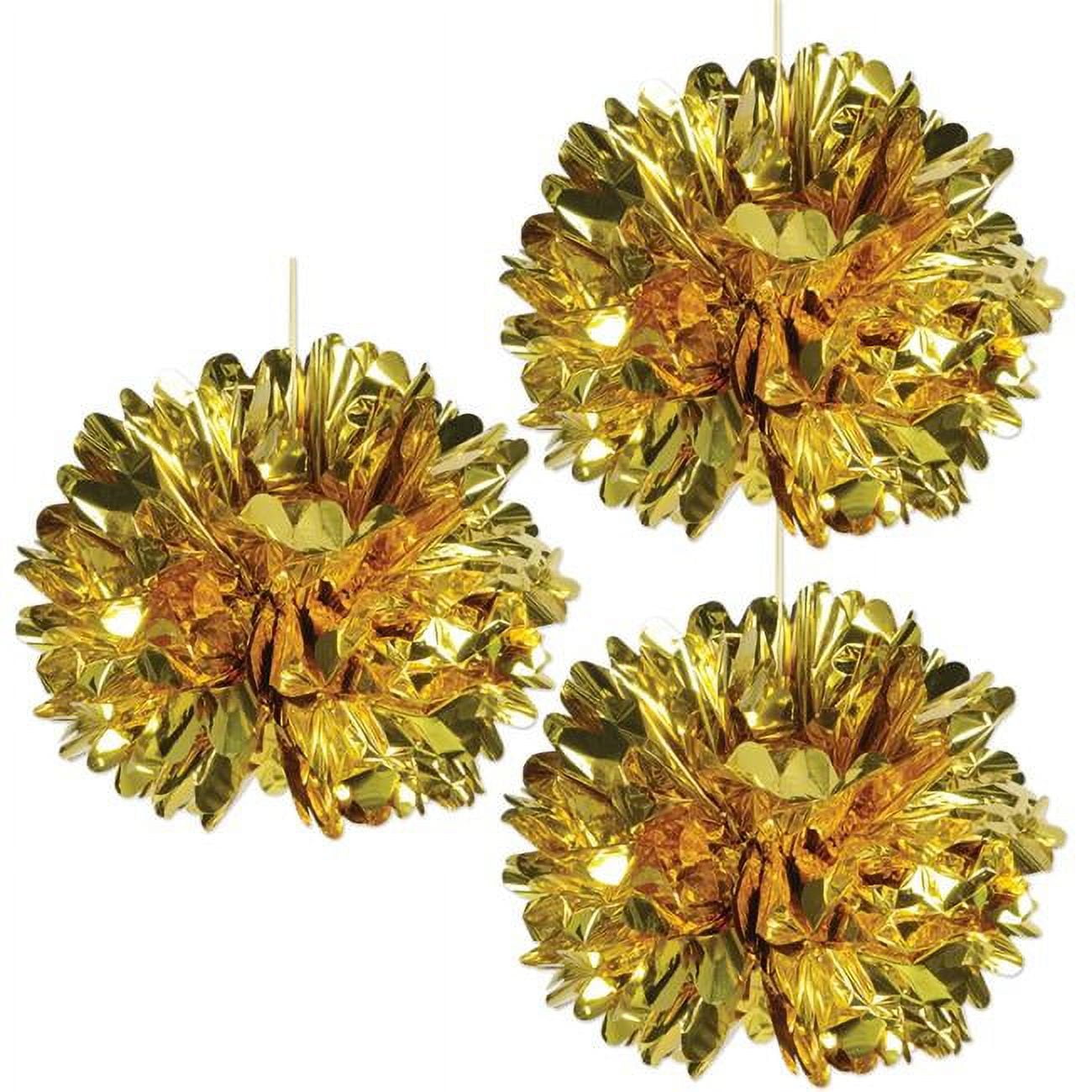 Picture of Beistle 54812-GD Metallic Fluff Balls&#44; Gold - Pack of 12