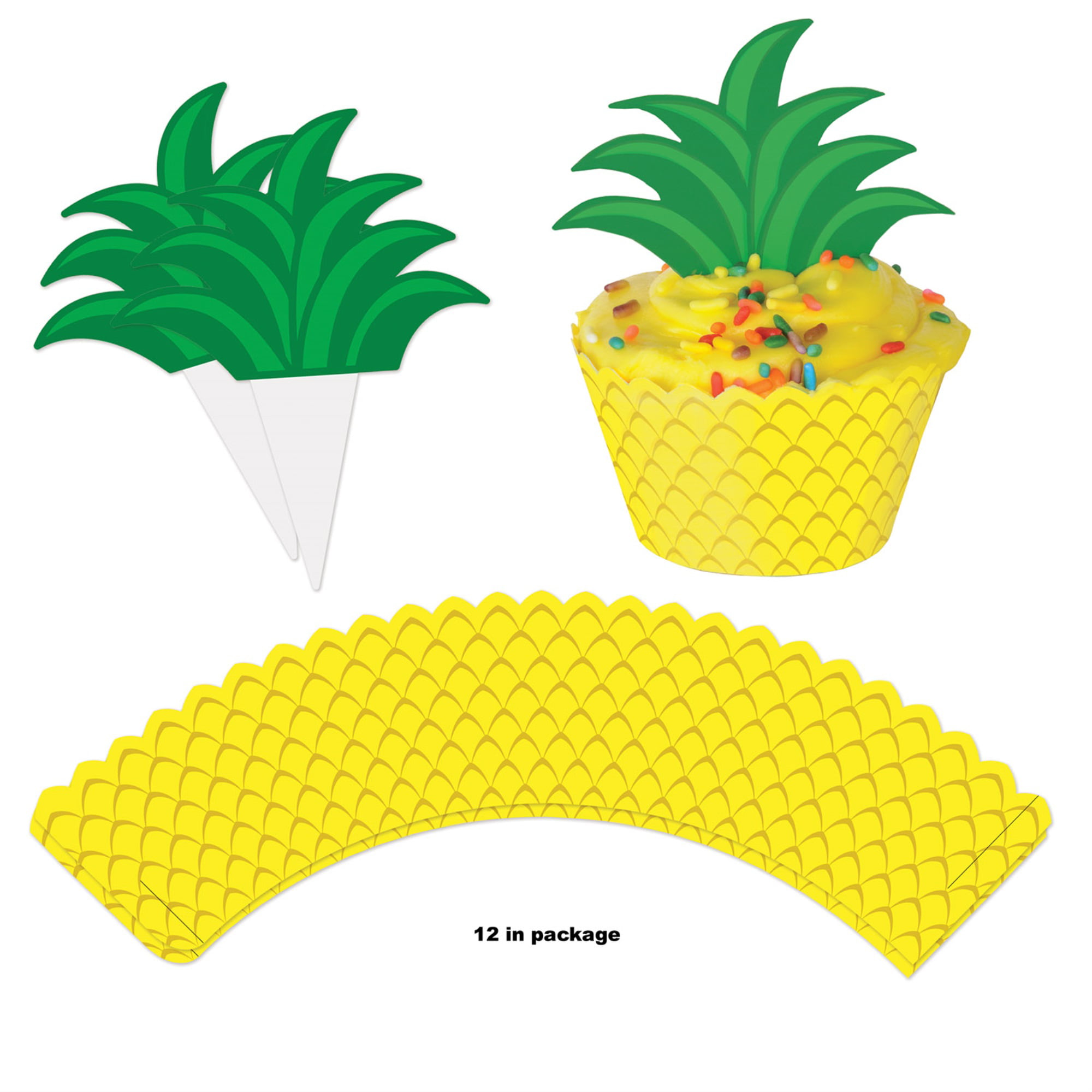 Picture of Beistle 52326 8 in. Pineapple Cupcake Wrappers - Pack of 12