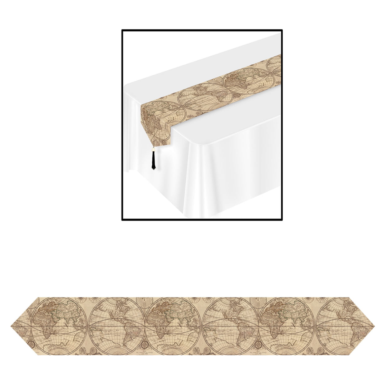 Picture of Beistle 59980 11 in. x 6 ft. Printed Around the World Table Runner - Pack of 12