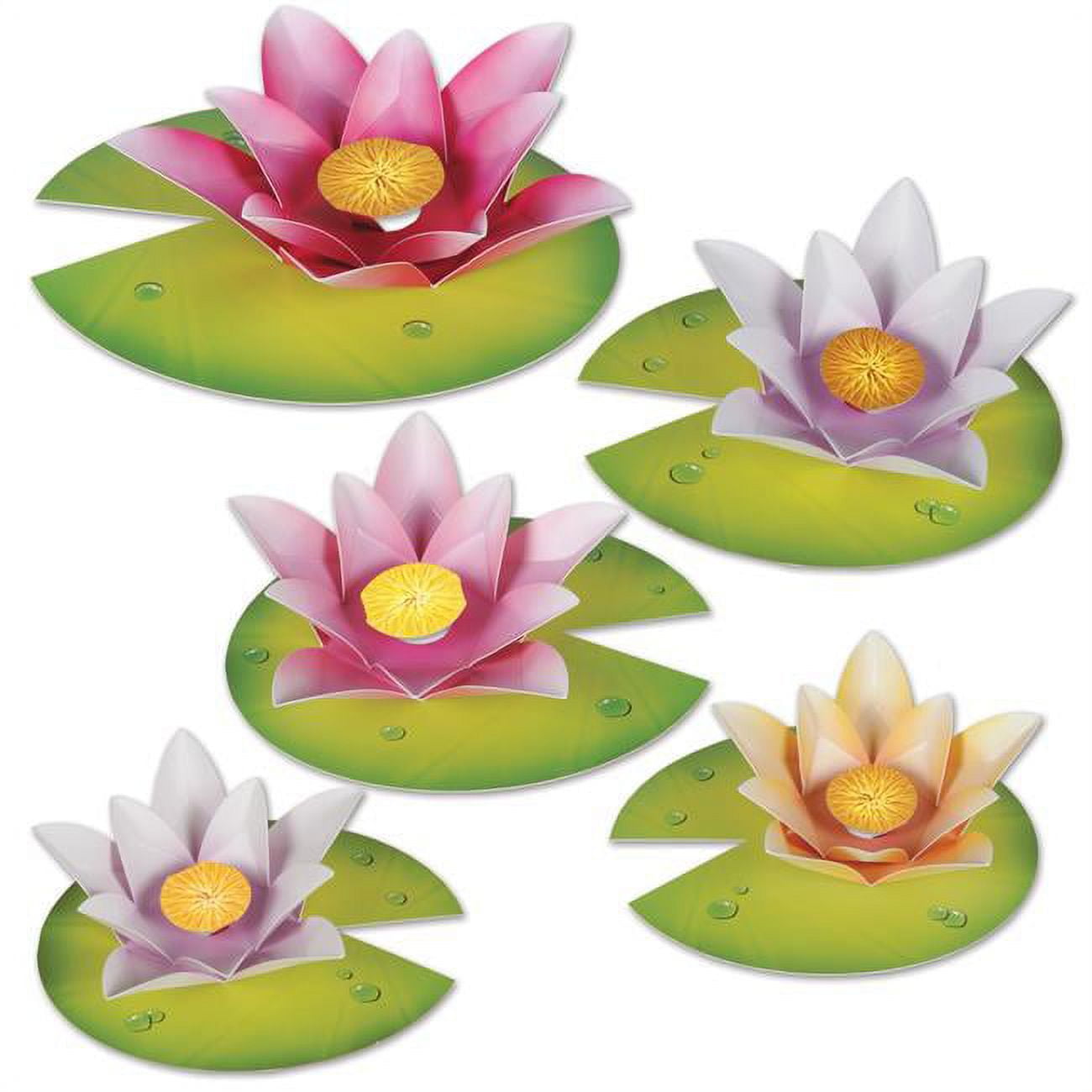 Picture of Beistle 54810 Assorted Water Lily Paper Flowers - Pack of 12