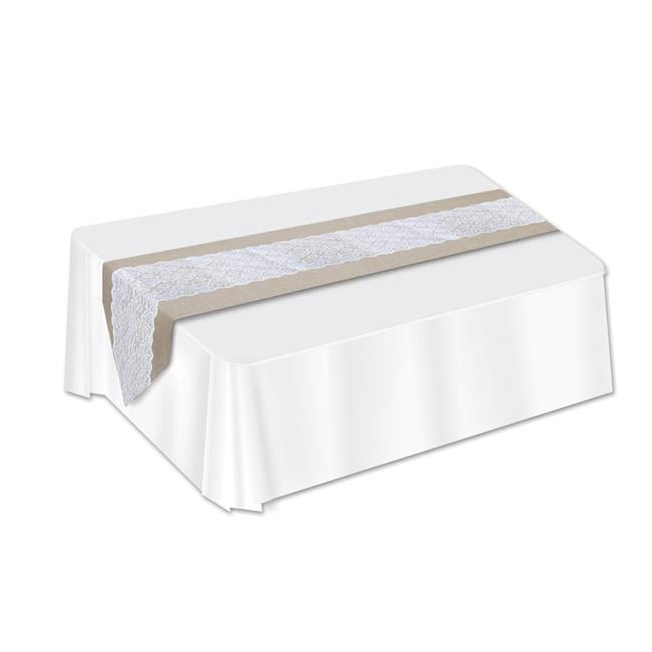 Picture of Beistle 54813 12 in. x 6 ft. Lace & Burlap Table Runner - Pack of 12
