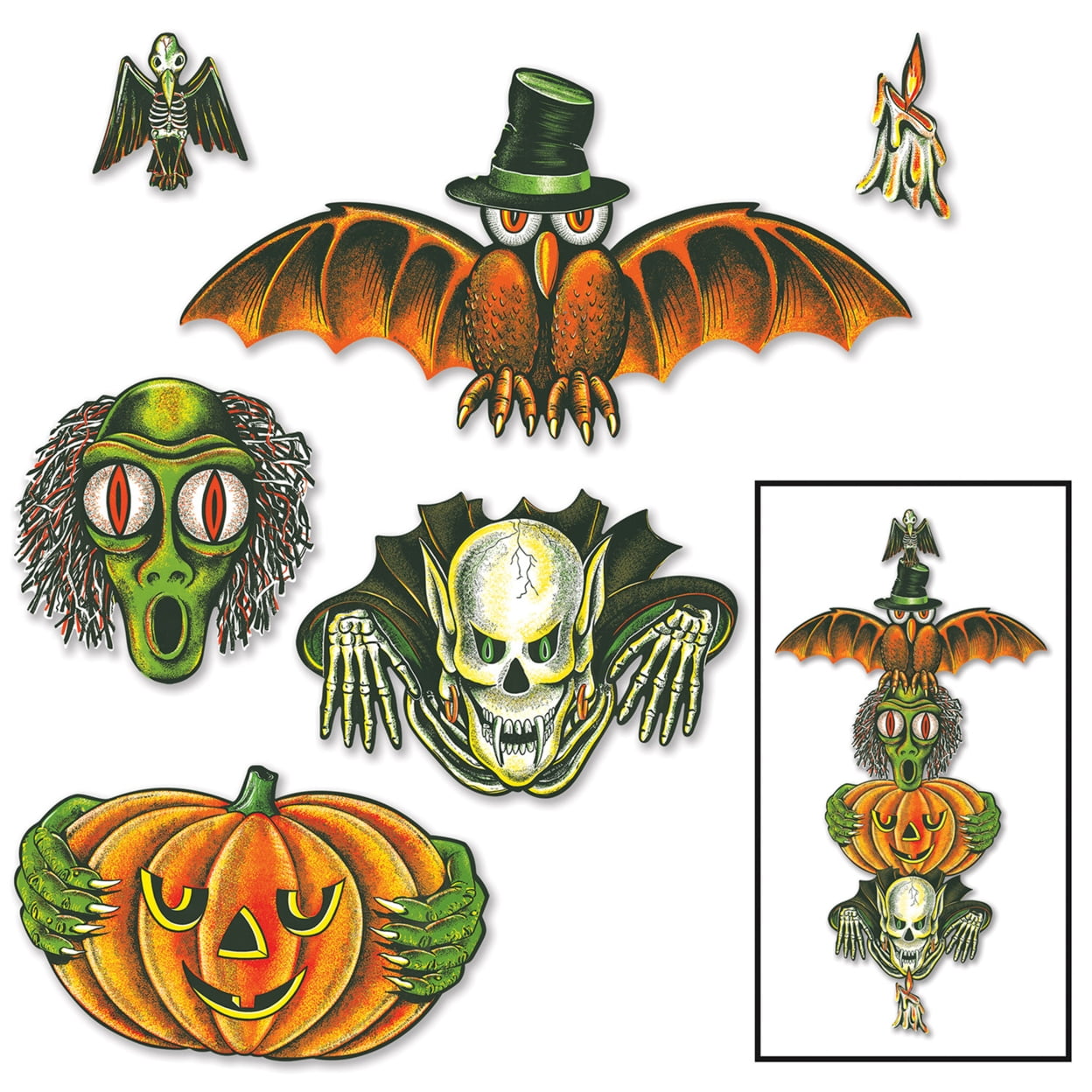 Picture of Beistle 428 6 to 28 in. Vintage Halloween Totem Pole Cutouts - Pack of 12