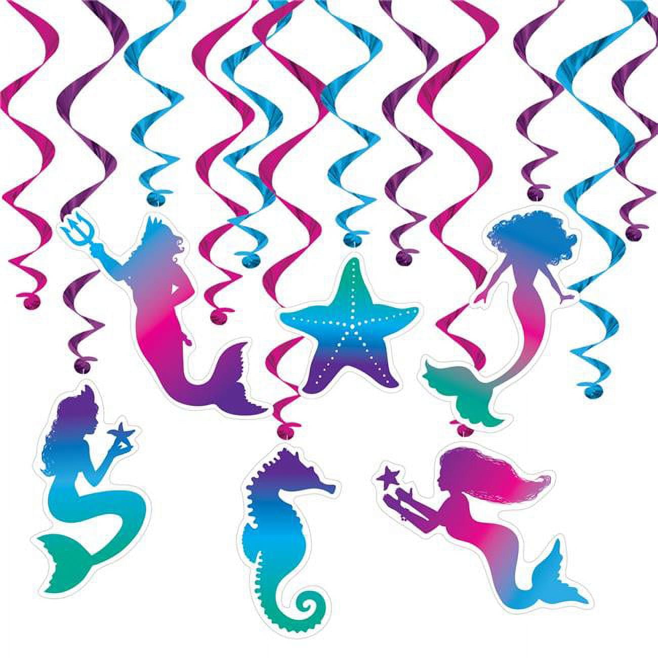 Picture of Beistle 53432 17.5 to 30 in. Mermaid Hanging Whirls - Pack of 6