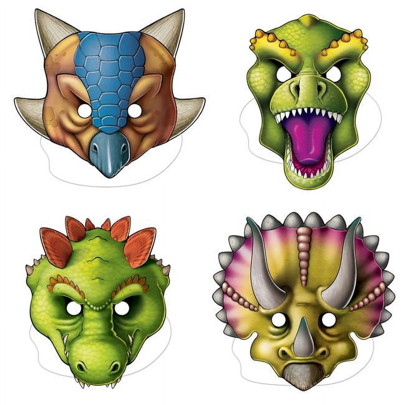 Picture of Beistle 60850 10.25 to 11.5 in. Dinosaur Masks - Pack of 12