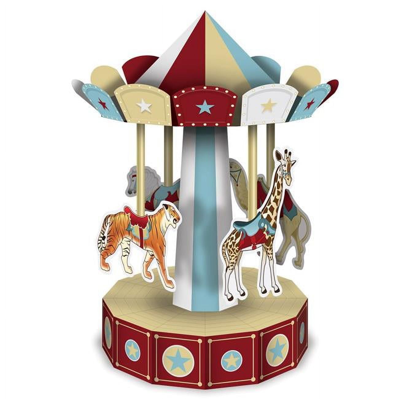 Picture of Beistle 59996 10 in. 3-D Vintage Circus Carousel Centerpiece - Pack of 12