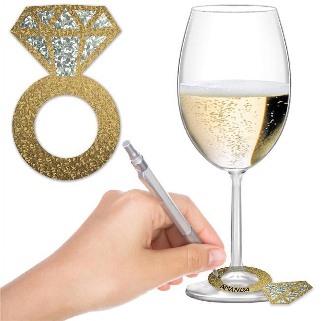 Picture of Beistle 57325 2.25 x 3.5 in. Diamond Ring Wine Glass Markers - Pack of 12