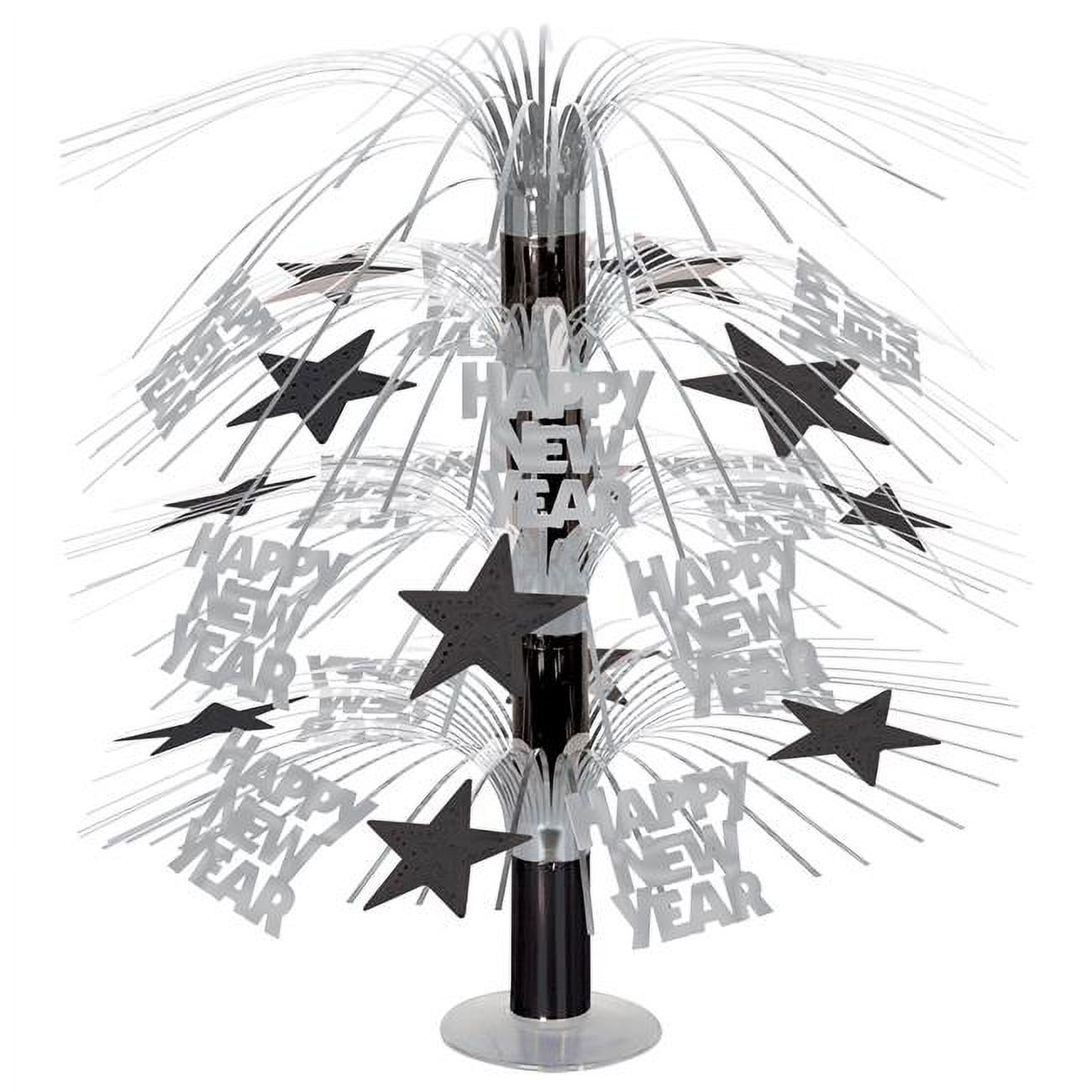 Picture of Beistle 80808-BKS 18 in. Happy New Year Cascade Centerpiece&#44; Black & Silver - Pack of 6