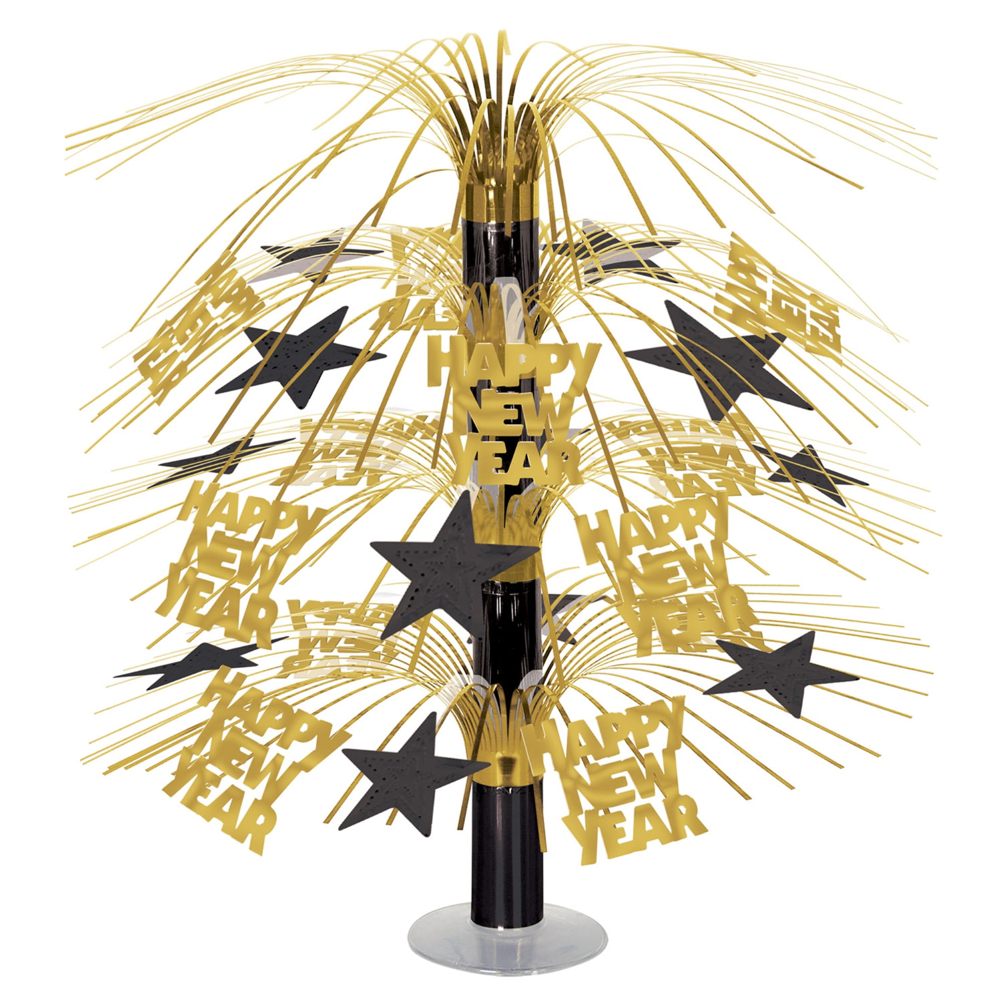 Picture of Beistle 80808-BKGD 18 in. Happy New Year Cascade Centerpiece&#44; Black & Gold - Pack of 6