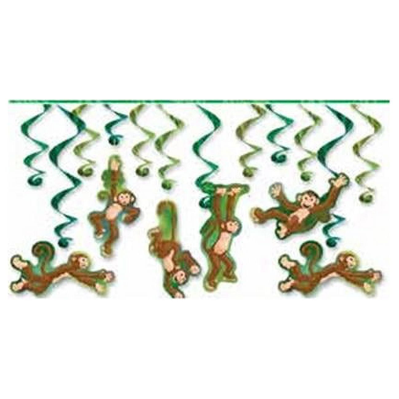 Picture of Beistle 53468 17.5 to 31.5 in. Monkey Hanging Whirls - Pack of 6