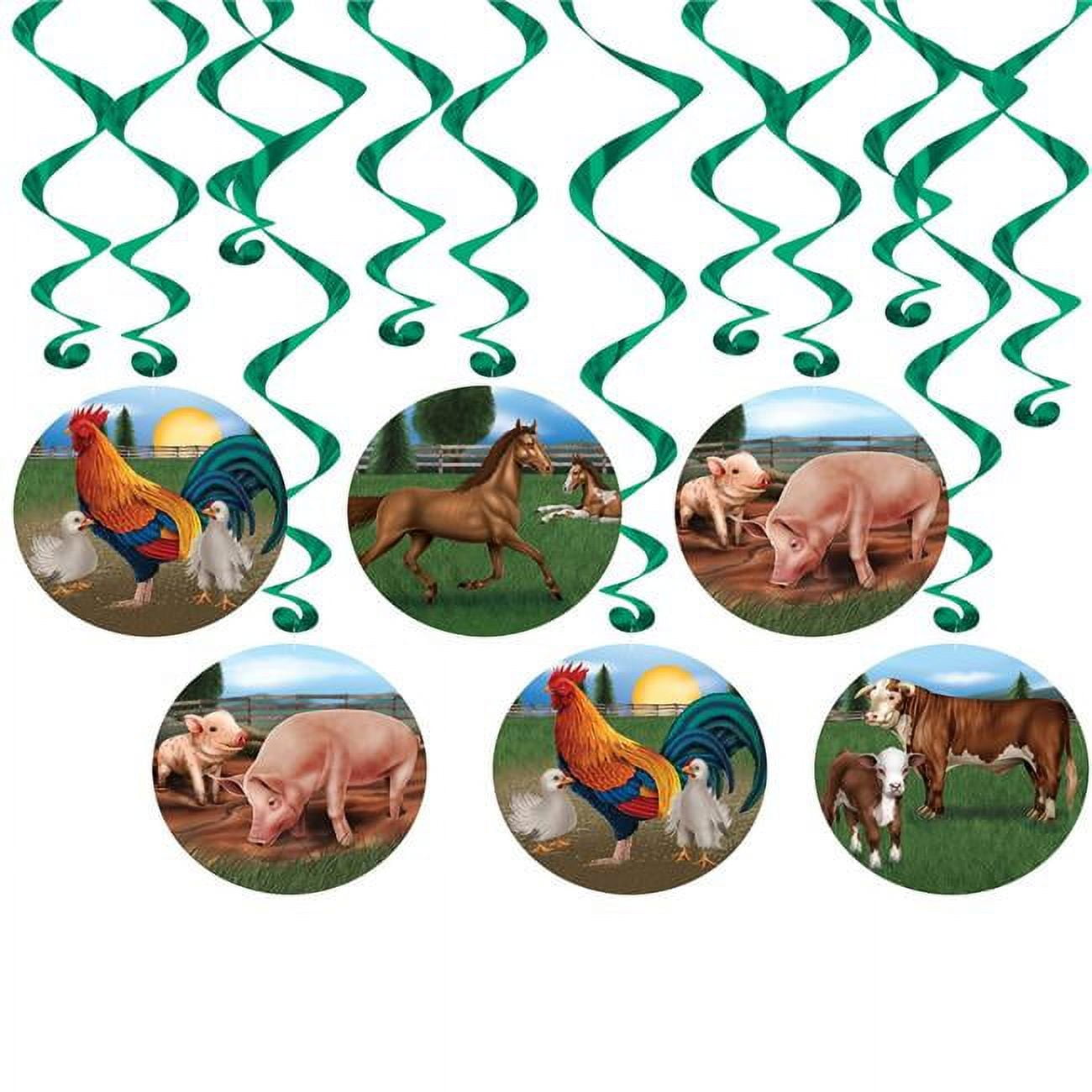 Picture of Beistle 53483 17.5 to 32.5 in. Farm Animal Whirls - Pack of 6