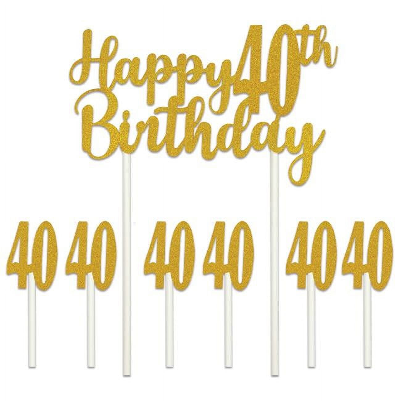 Picture of Beistle 53523-40 6 x 8.25 in. Happy 40th Birthday Cake Topper - Pack of 12