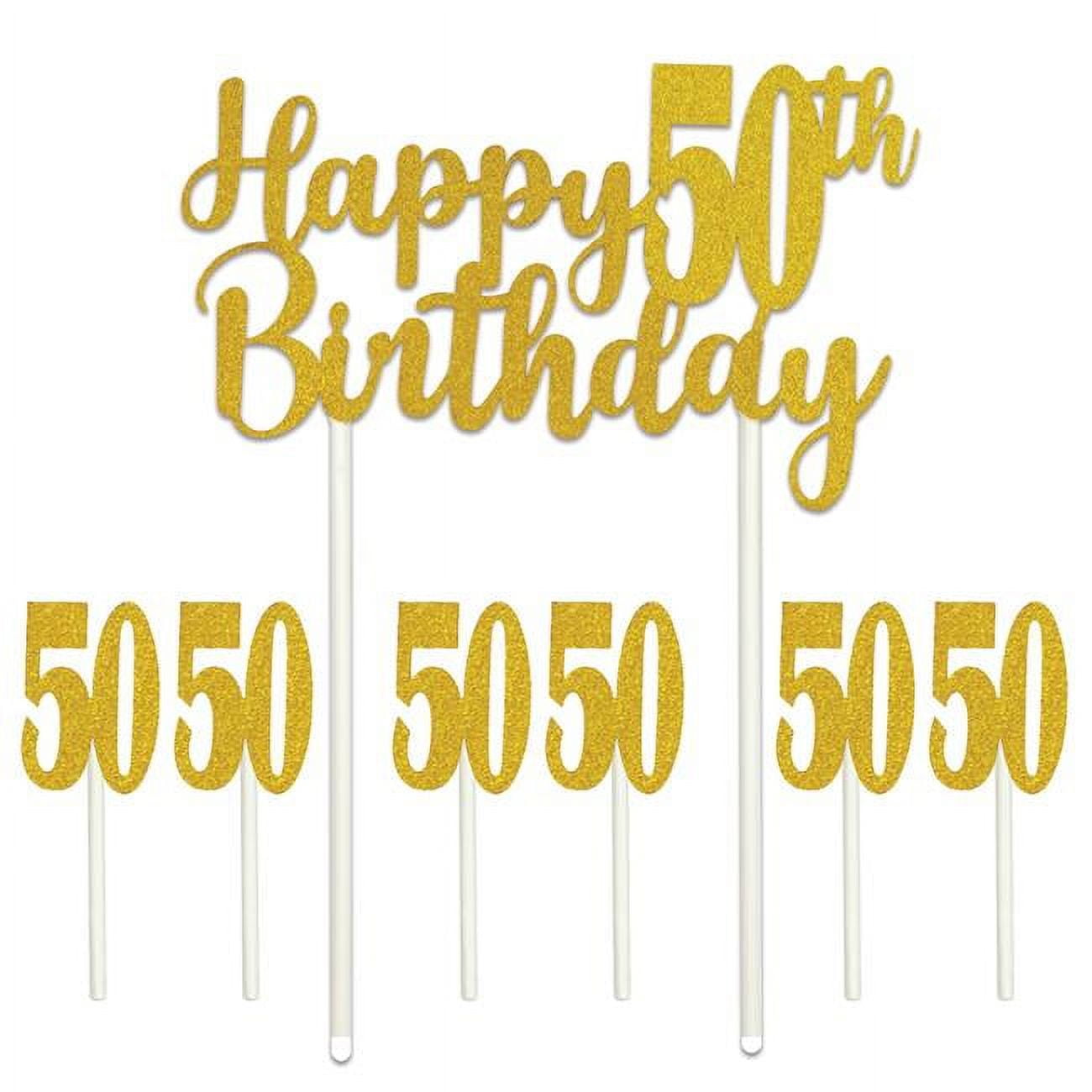 Picture of Beistle 53523-50 6 x 8.25 in. Happy 50th Birthday Cake Topper - Pack of 12