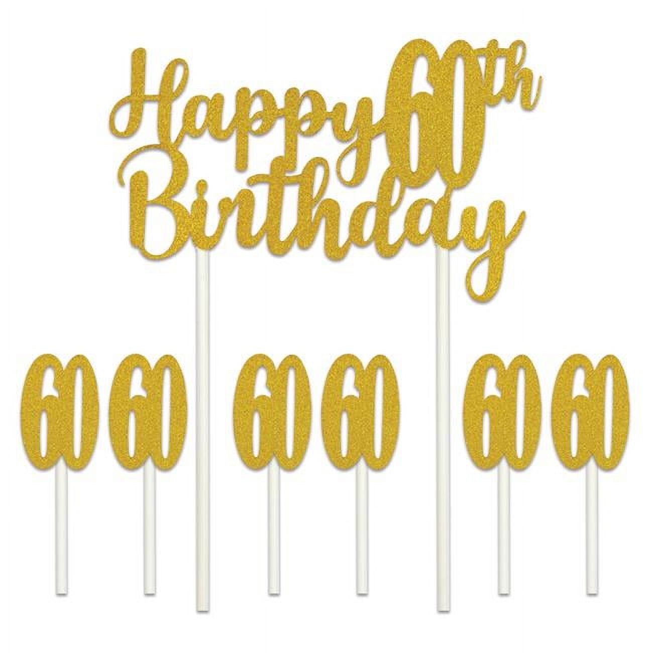 Picture of Beistle 53523-60 6 x 8.25 in. Happy 60th Birthday Cake Topper - Pack of 12