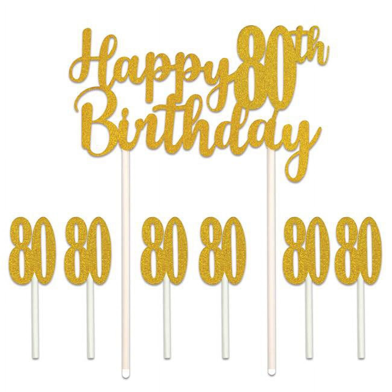 Picture of Beistle 53523-80 6 x 8.25 in. Happy 80th Birthday Cake Topper - Pack of 12