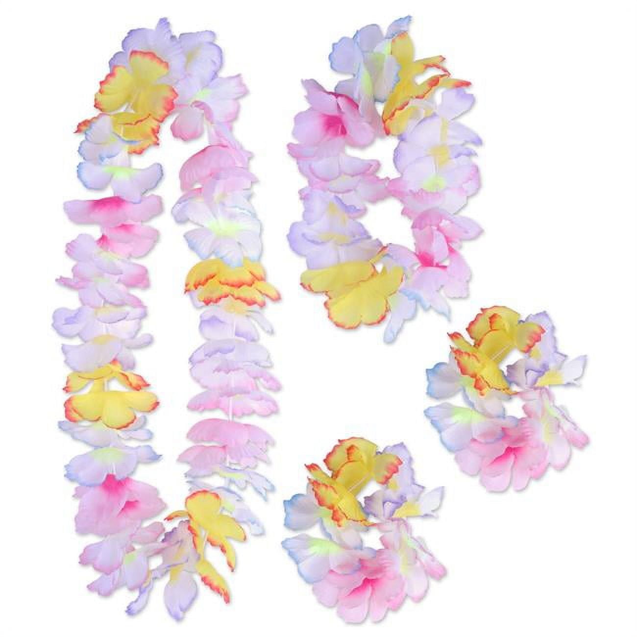 Picture of Beistle 60734 Paradise Floral Lei Set, White with Multicolor - Pack of 6