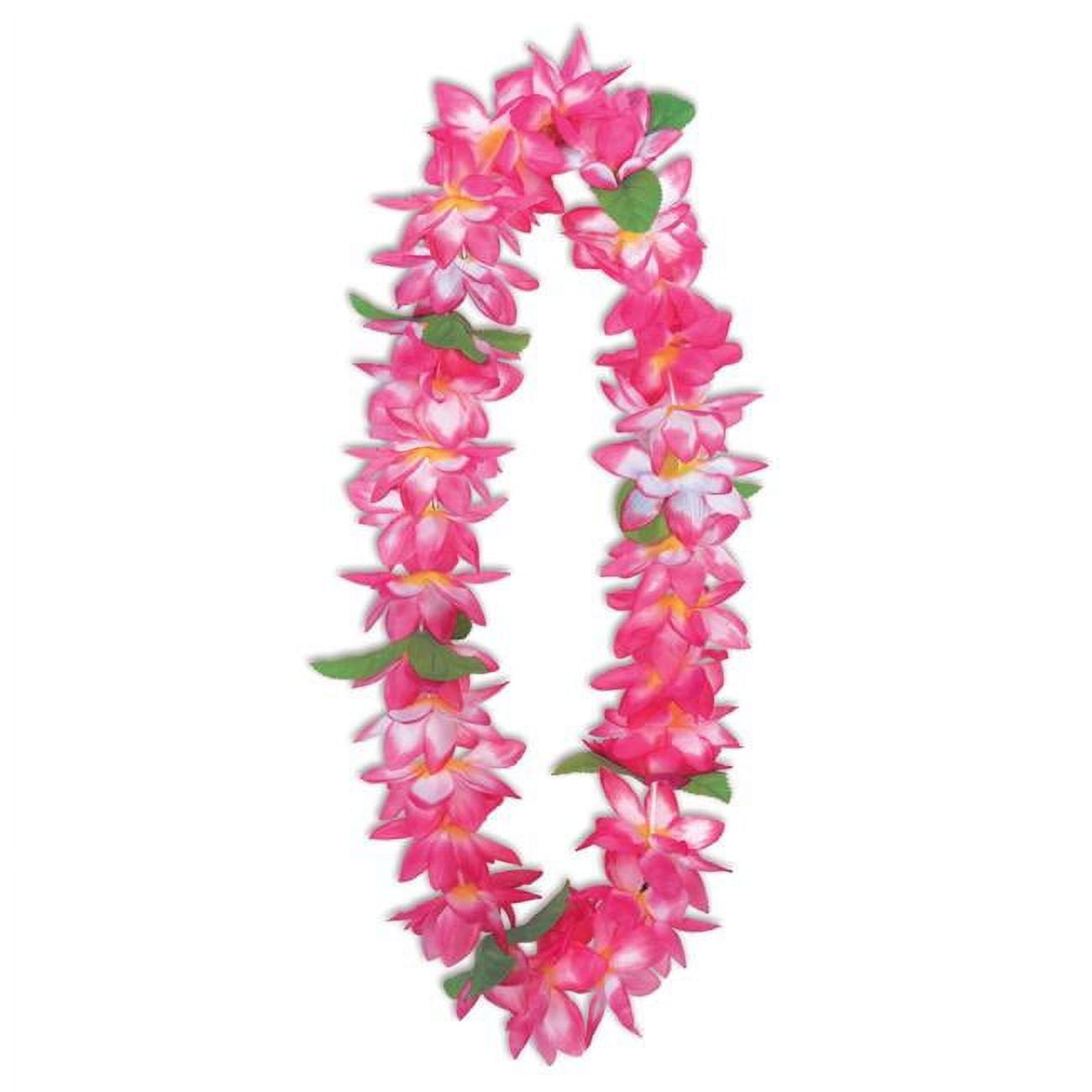 Picture of Beistle 66275 36 in. Big Island Floral Lei, White with Cerise Tips - Pack of 12