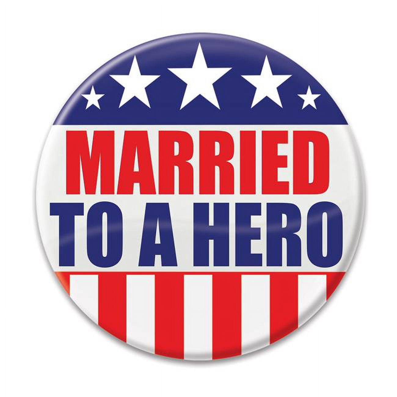 Picture of Beistle BT007 2 in. Married to A Hero Button