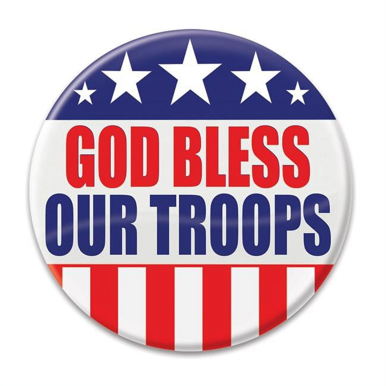 Picture of Beistle BT014 2 in. God Bless Our Troops Button
