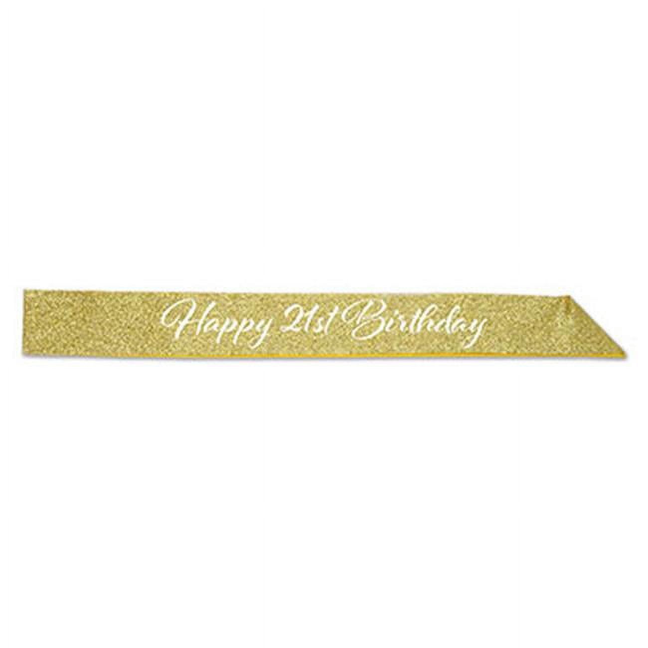 Picture of Beistle 66020 32.5 x 3.5 in. Happy 21st Birthday Glittered Sash - Pack of 6
