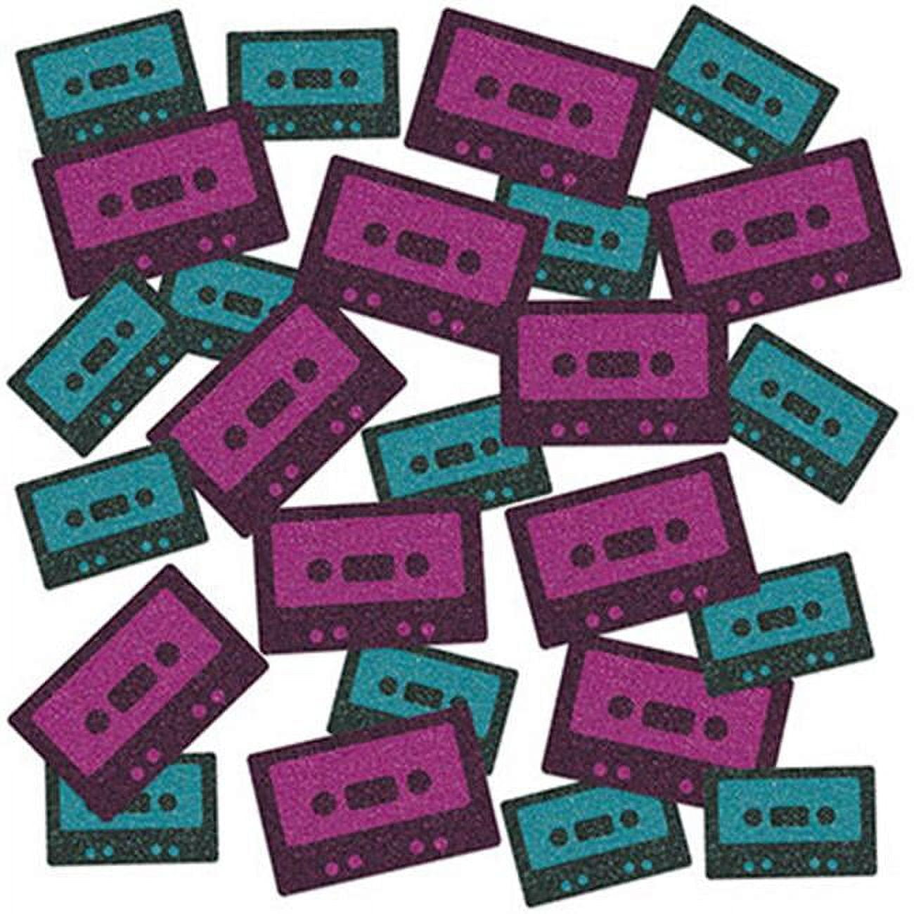 Picture of Beistle 53789 Cassette Tape Deluxe Sparkle Confetti&#44; Cerise & Turquoise - Pack of 12