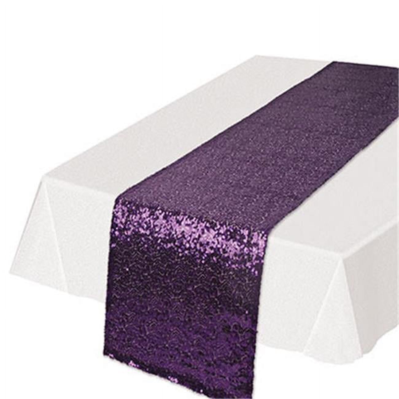 Picture of Beistle 54111-PL 11.25 in. x 6 ft. 3 in. Sequined Table Runner&#44; Purple - Pack of 12