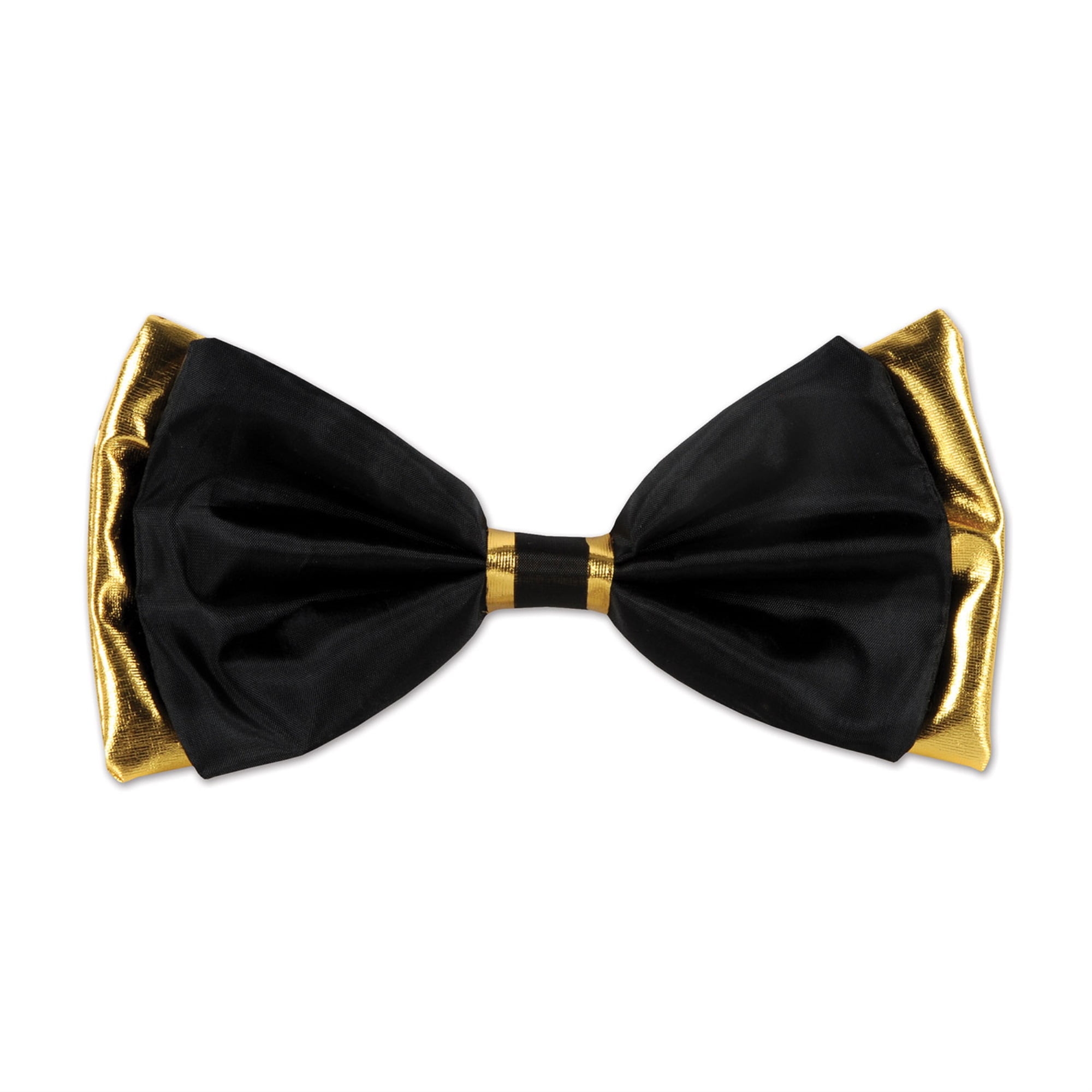 Picture of Beistle 60968-BKGD 3.75 x 7.25 in. Fabric Bow Tie&#44; Black & Gold - Pack of 6
