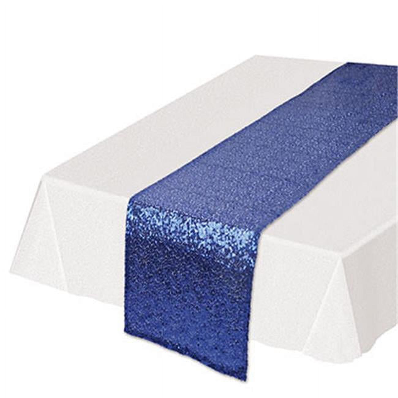 Picture of Beistle 54111-B 11.25 in. x 6 ft. 3 in. Sequined Table Runner&#44; Blue - Pack of 12