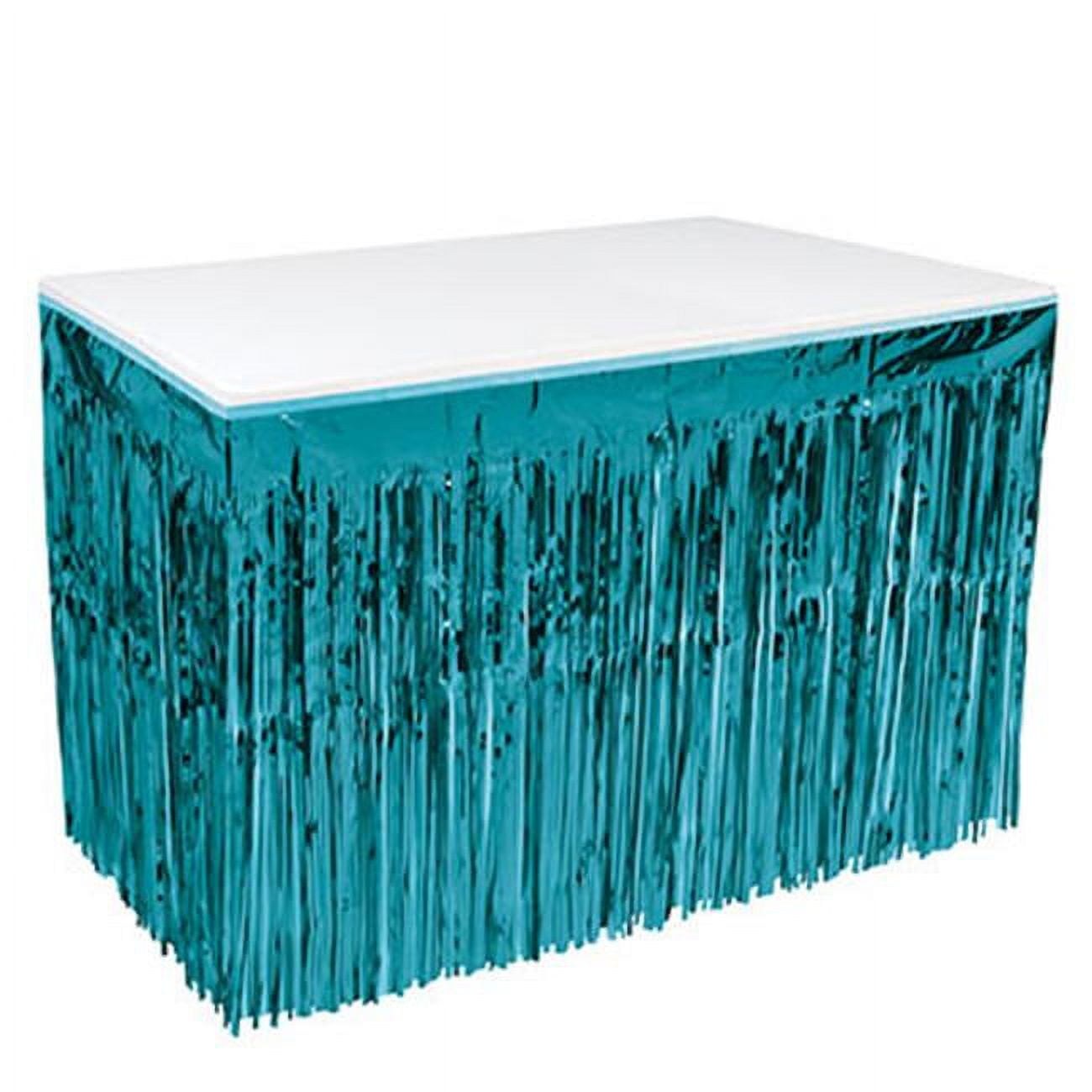 Picture of Beistle 55048-T 30 in. x 14 ft. Packaged 1-Ply Metallic Table Skirting&#44; Turquoise - Pack of 6