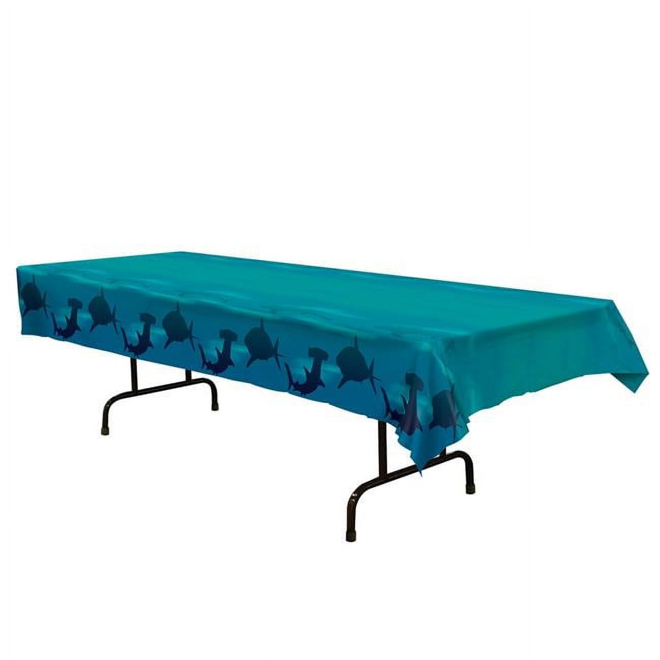 Picture of Beistle 53818 54 x 108 in. Shark Plastic Tablecover&#44; Green