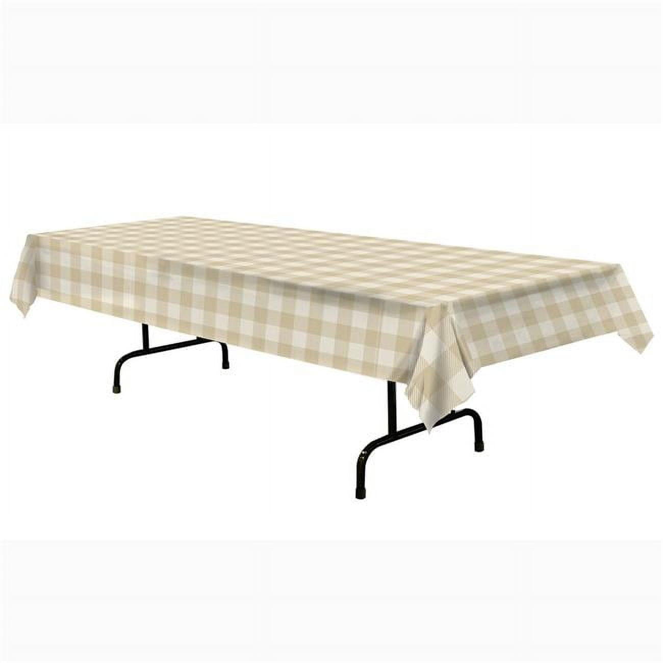 Picture of Beistle 99113 Plaid Plastic Tablecover&#44; Beige & Cream