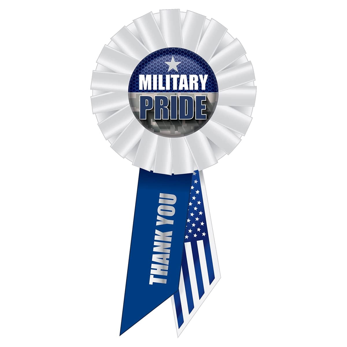 Picture of Beistle RS520 3.25 x 6.5 in. Patriotic Military Pride Rosette&#44; Blue & White