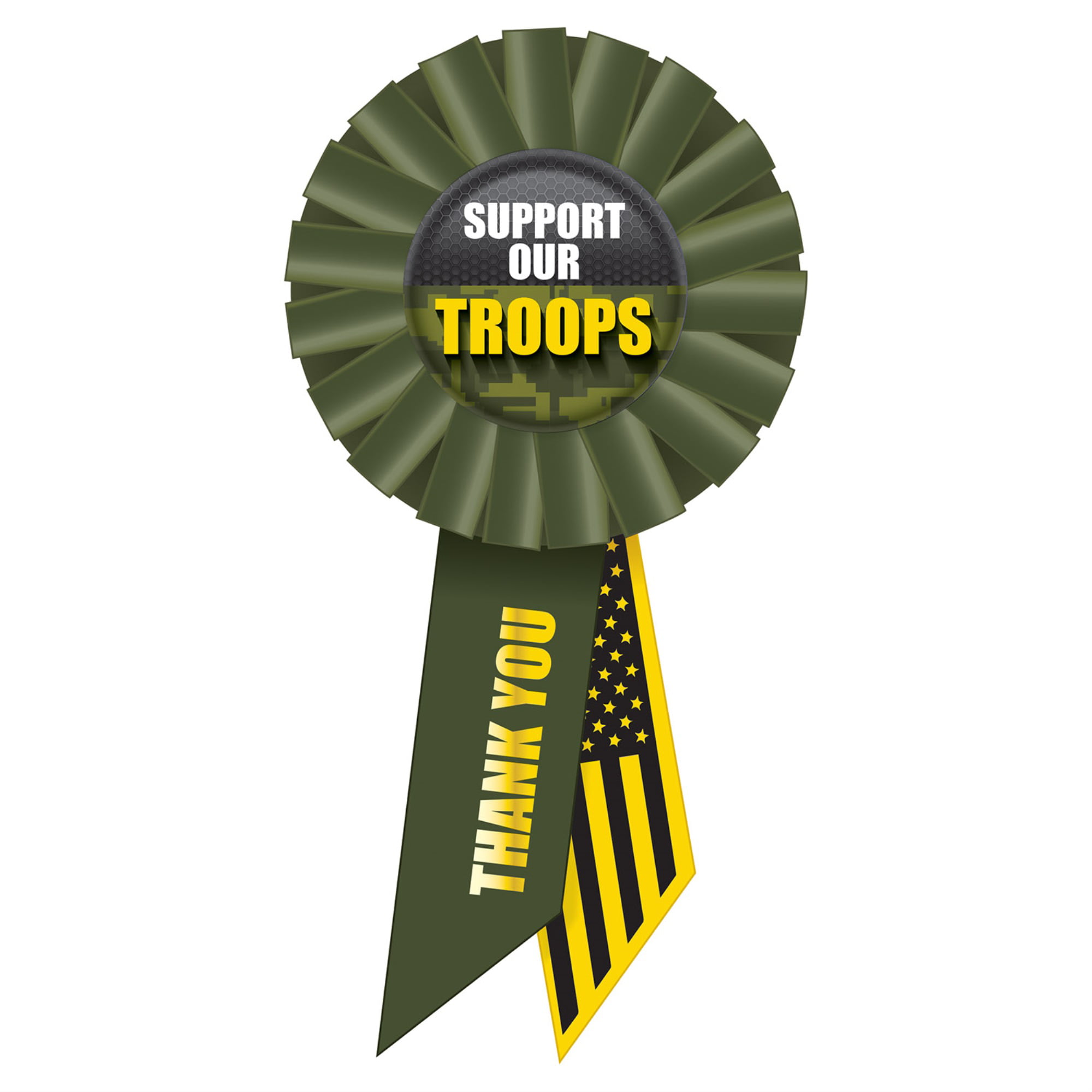 Picture of Beistle RS530 3.25 x 6.5 in. Patriotic Support Our Troops Rosette, Green
