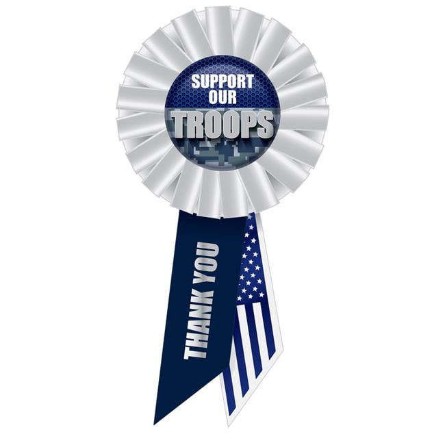 Picture of Beistle RS531 3.25 x 6.5 in. Support Our Troops Rosette&#44; Blue & White