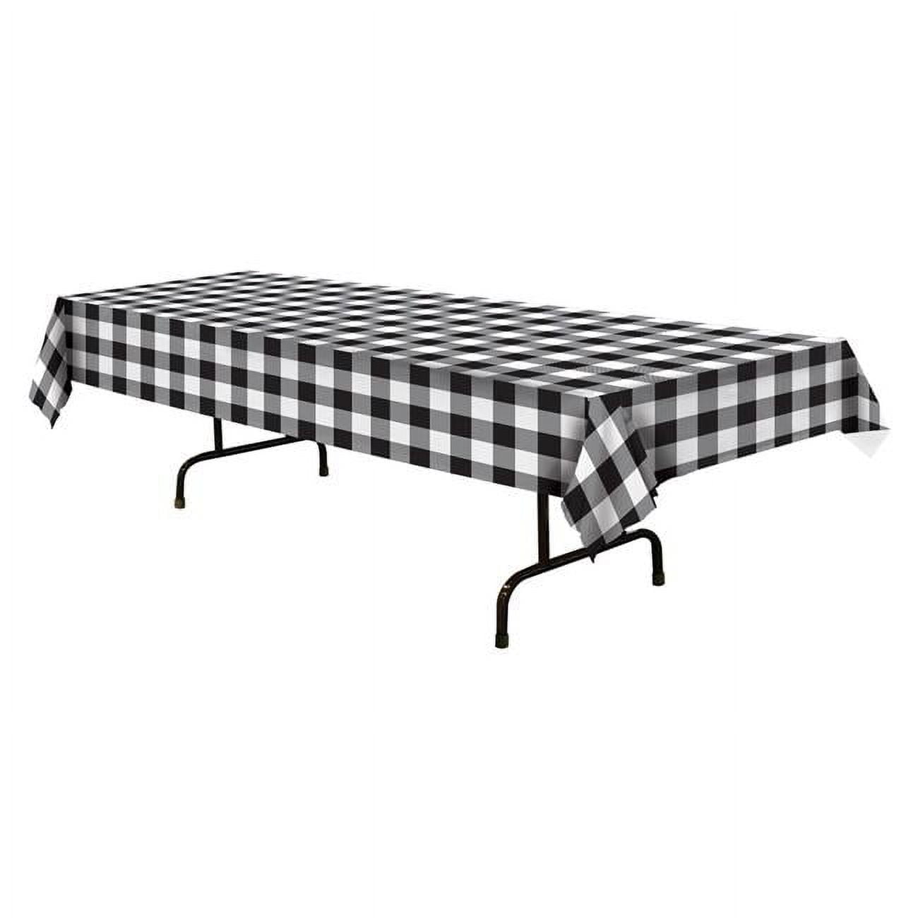 Picture of Beistle 53845-BK Plaid Plastic Tablecover&#44; Black & White
