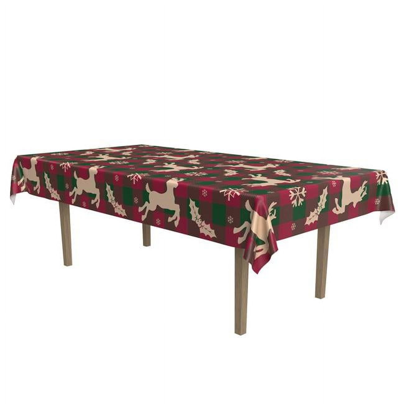 Picture of Beistle 20510 55 x 90.5 in. Christmas Polyester Fabric Tablecover&#44; Red & Green