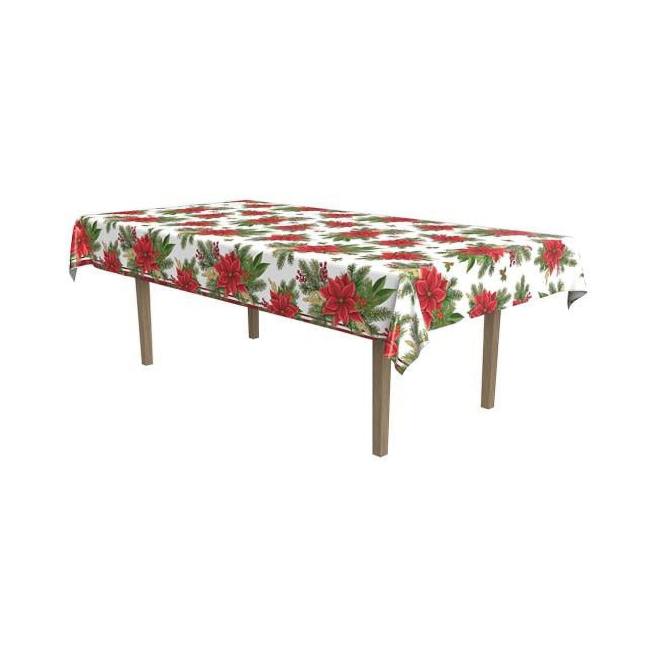 Picture of Beistle 20131 54 x 108 in. Poinsettia Tablecover, Pack of 12