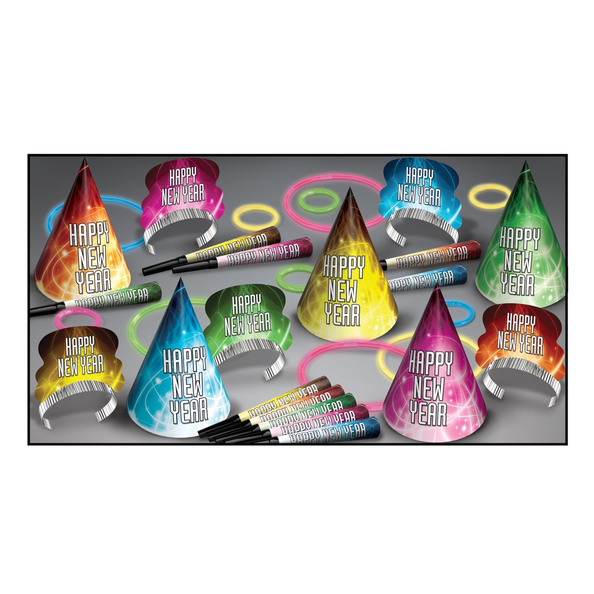 Picture of Beistle S16100PF18   Year Glow Party Kit&#44; Assorted Color - Pack of 10