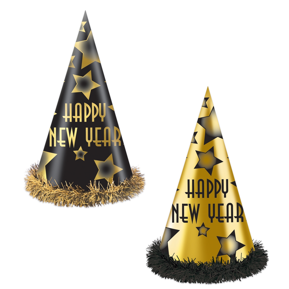 Picture of Beistle 88328BKG25 12 in. Happy   Year Party Hats&#44; Black & Gold
