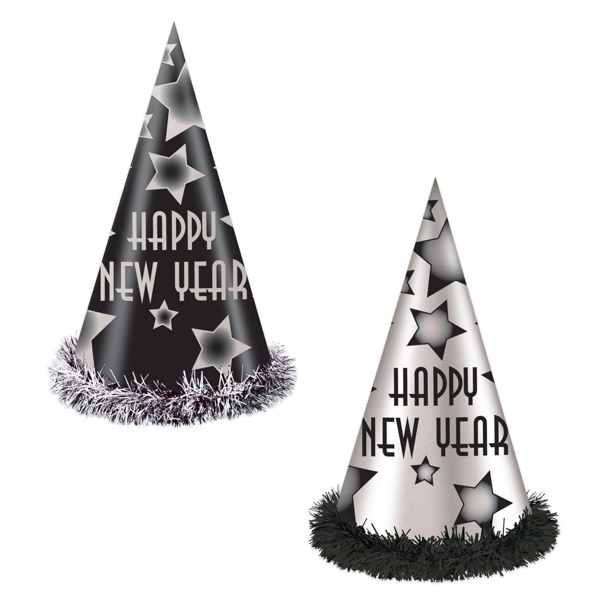 Picture of Beistle 88328BKS25 12 in. Happy   Year Party Hats&#44; Black & Silver