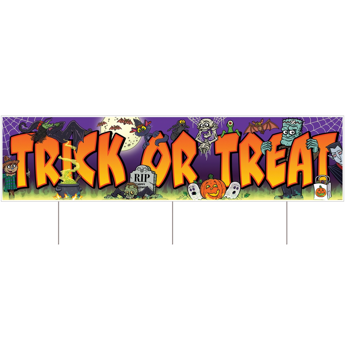 Picture of Beistle 947 Plastic Jumbo Trick or Treat Yard Sign