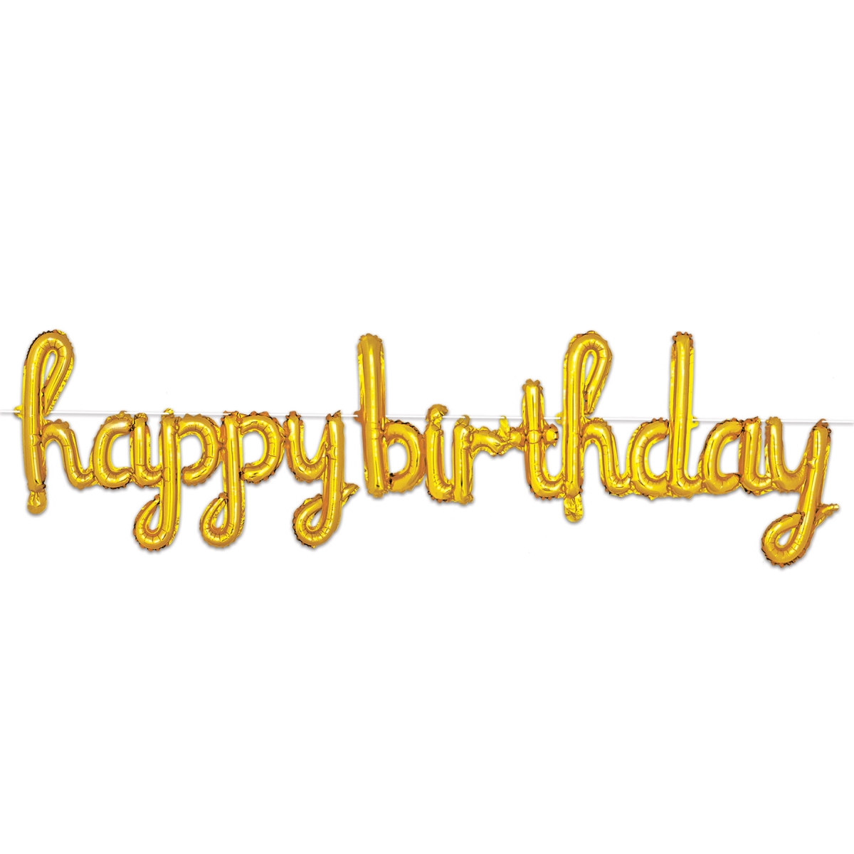 Picture of Beistle 56049-GD 16 x 5 ft. 6 in. Script Happy Birthday Balloon Party Streamer&#44; Gold