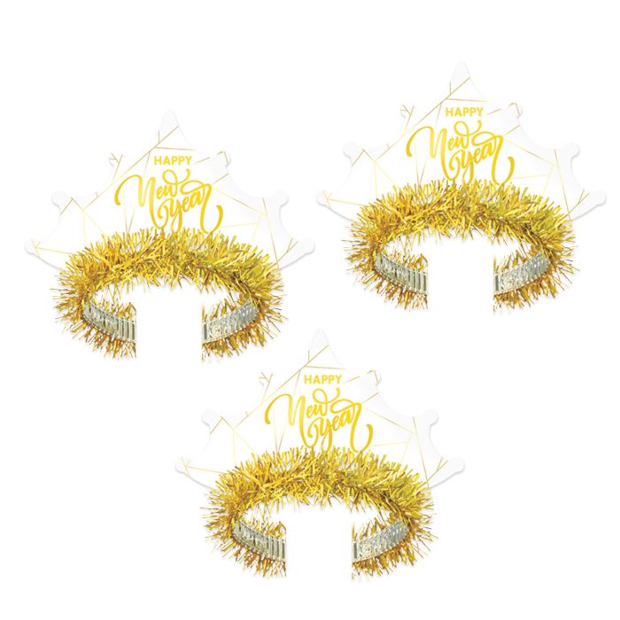 Beistle 80173-GD50 White   Year Gold Tiara