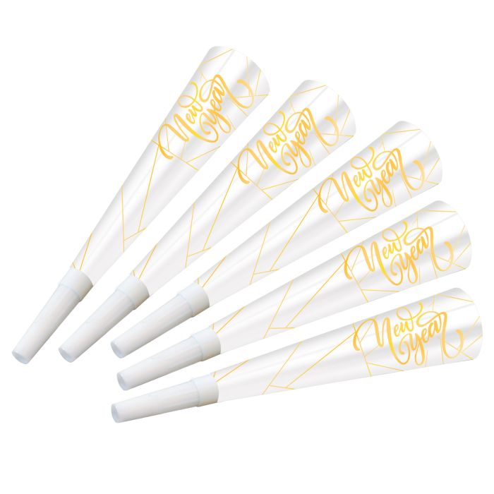 Beistle 80177-GD100 9 in. White   Year Gold Horns