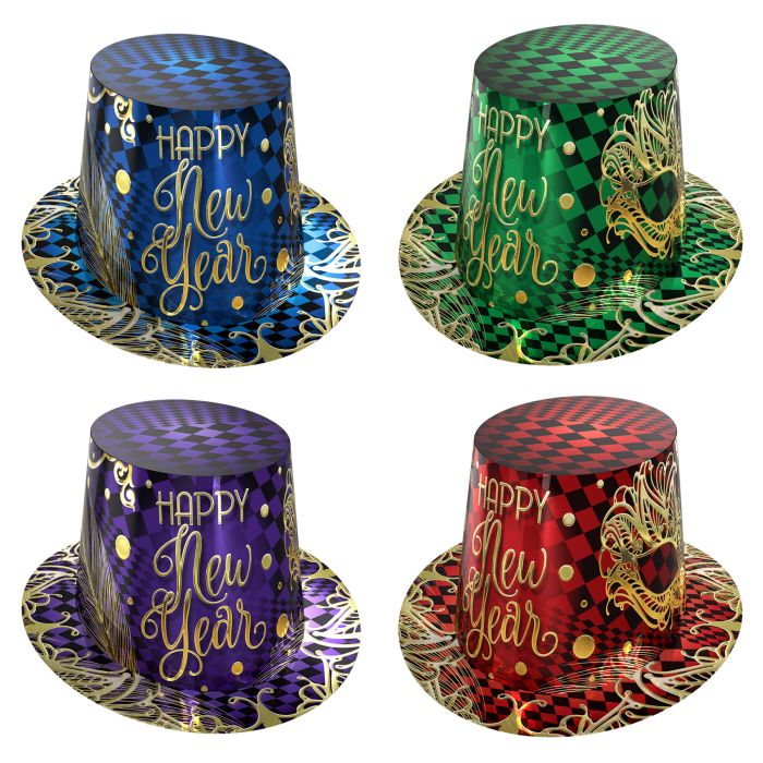 Picture of Beistle 80217-25 Midnight Masquerade Hi-Hats for Party&#44; Assorted Color