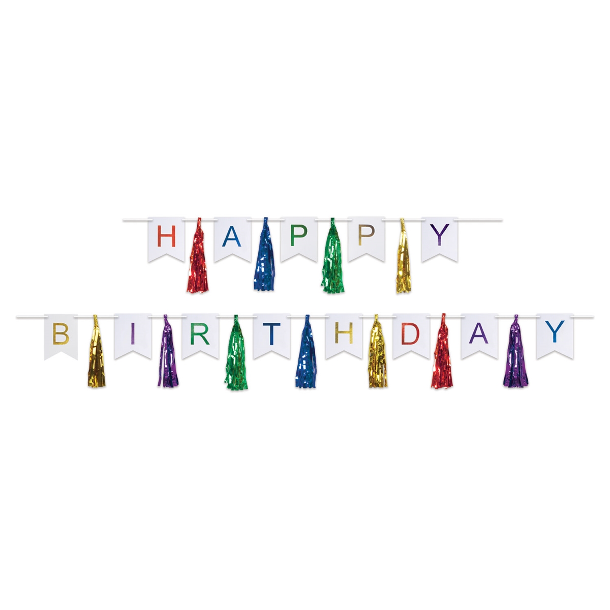 Beistle 59630-MC Happy Birthday Tassel Streamer - Pack of 12