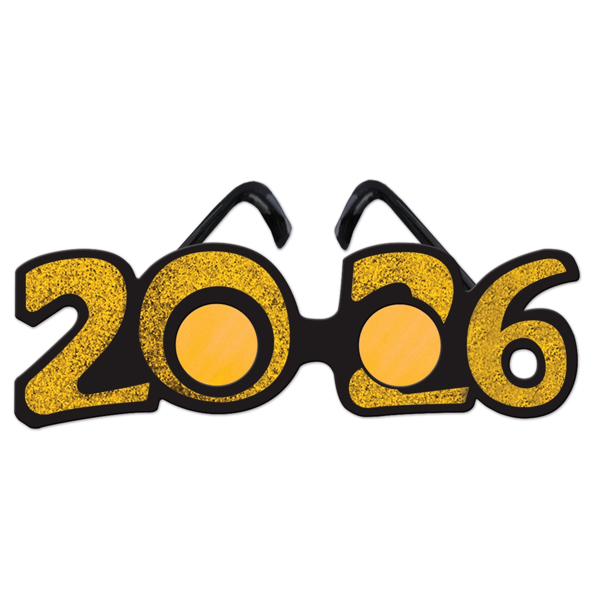 Picture of Beistle 50661-26GD 2026 Glittered Plastic Eyeglasses for Party&#44; Gold - Pack of 12