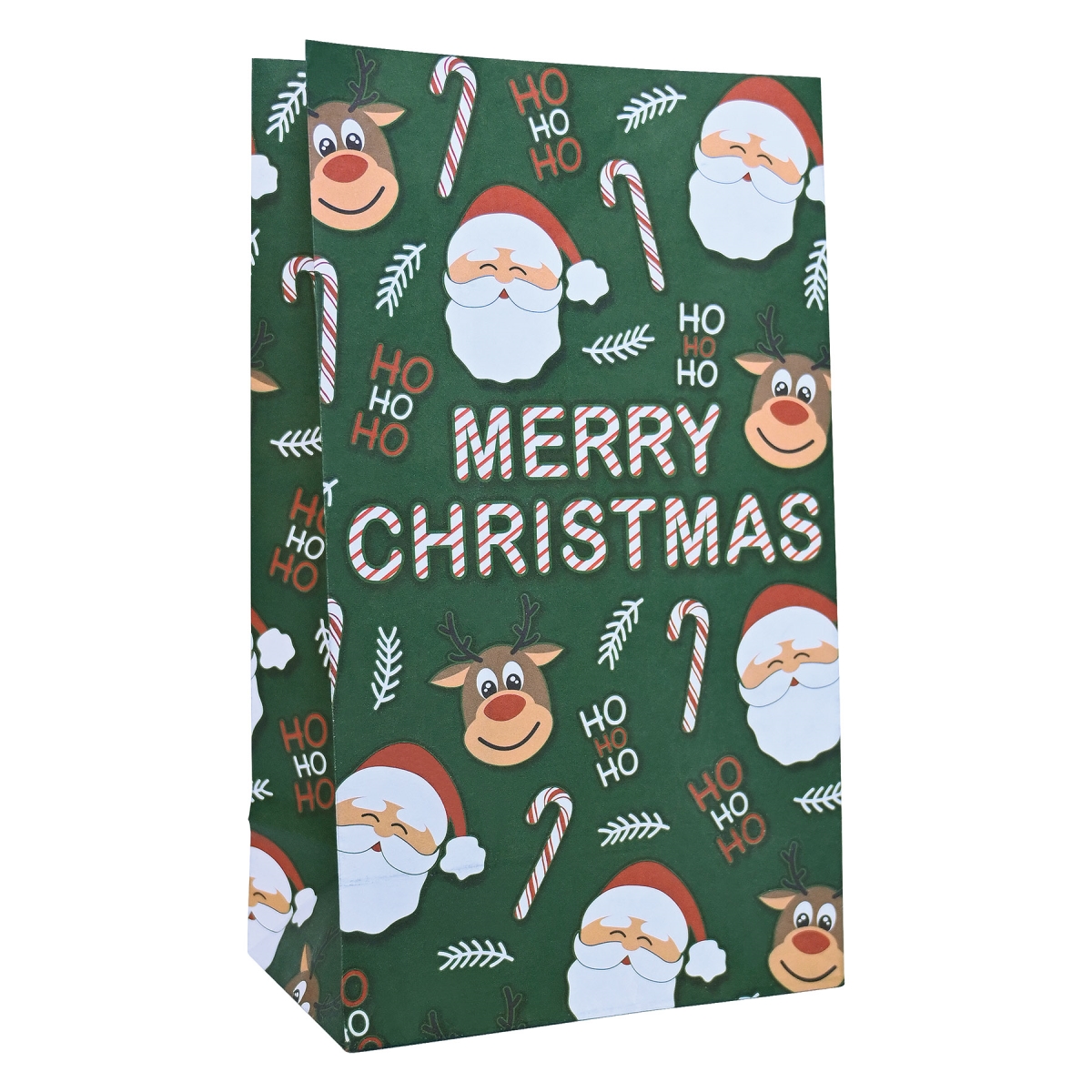 Beistle 20358 8.5 x 5 x 2.75 in. Christmas Paper Treat Bags with Stickers - Pack of 12
