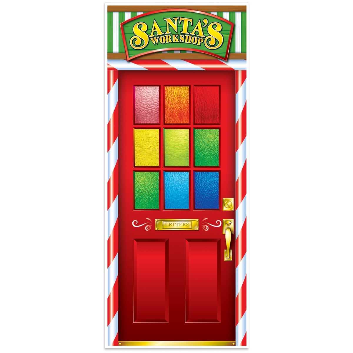 Picture of Beistle 22171 6 x 30 in. Santas Workshop Door Cover - Pack of 12